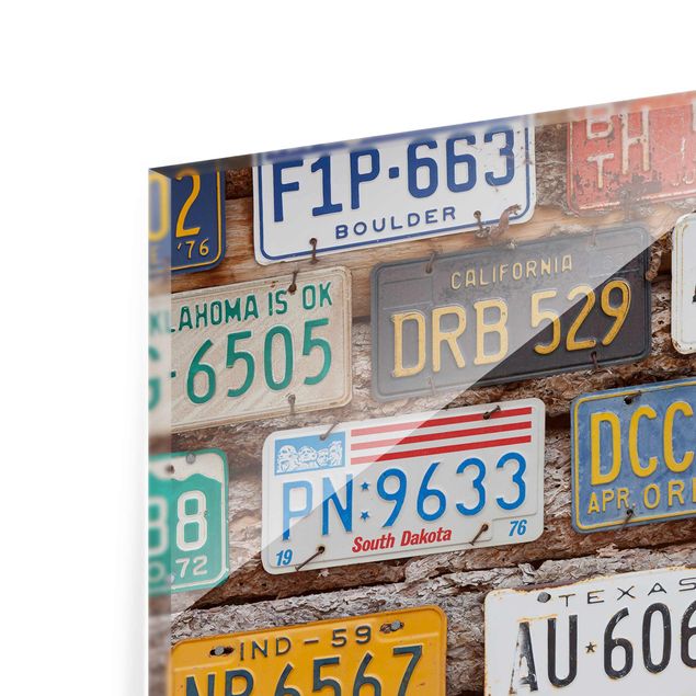 Glasschilderijen American License Plates On Wood