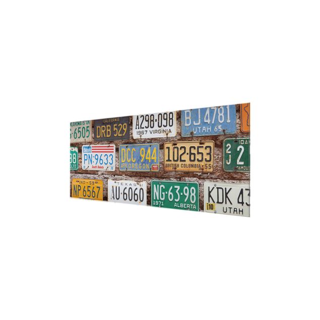 Glasschilderijen American License Plates On Wood