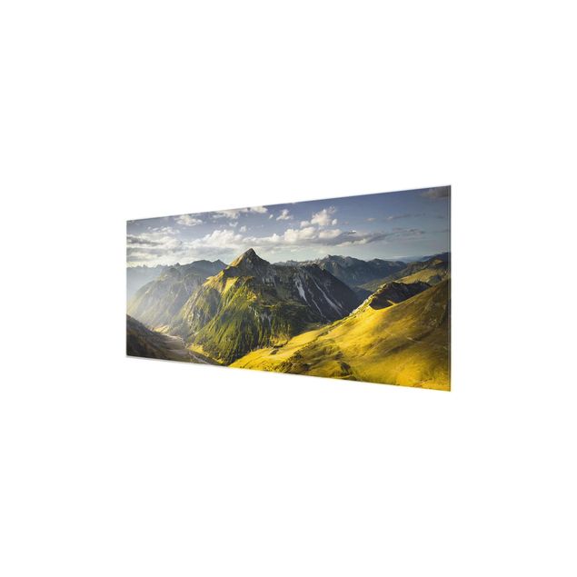Glasschilderijen Mountains And Valley Of The Lechtal Alps In Tirol