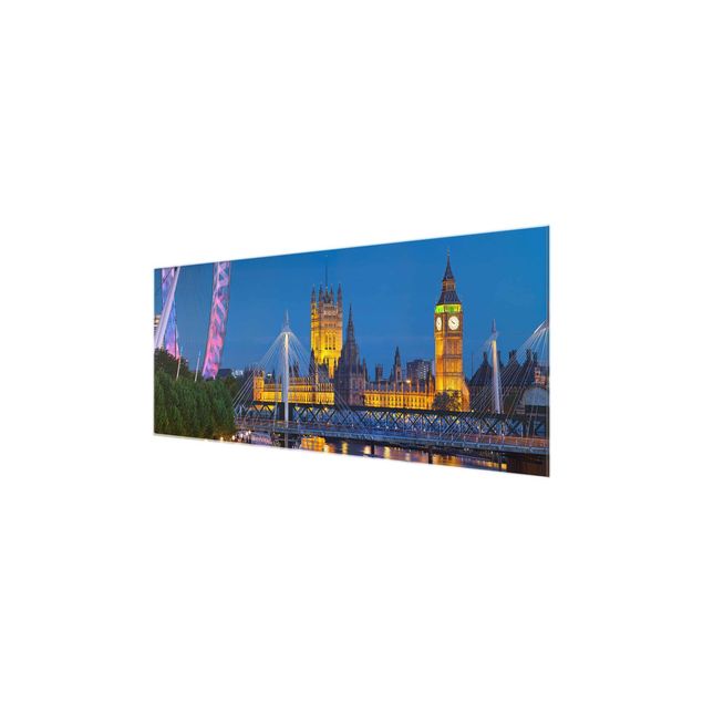 Glasschilderijen Big Ben And Westminster Palace In London At Night
