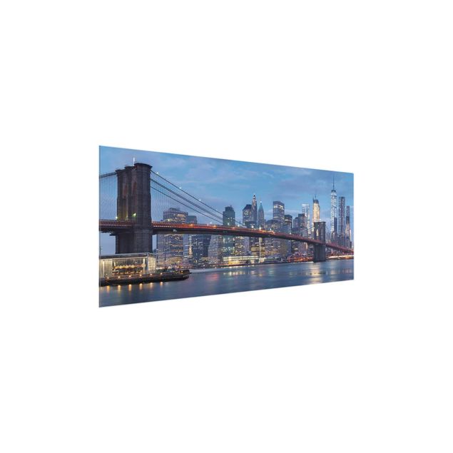 Glasschilderijen Brooklyn Bridge Manhattan New York