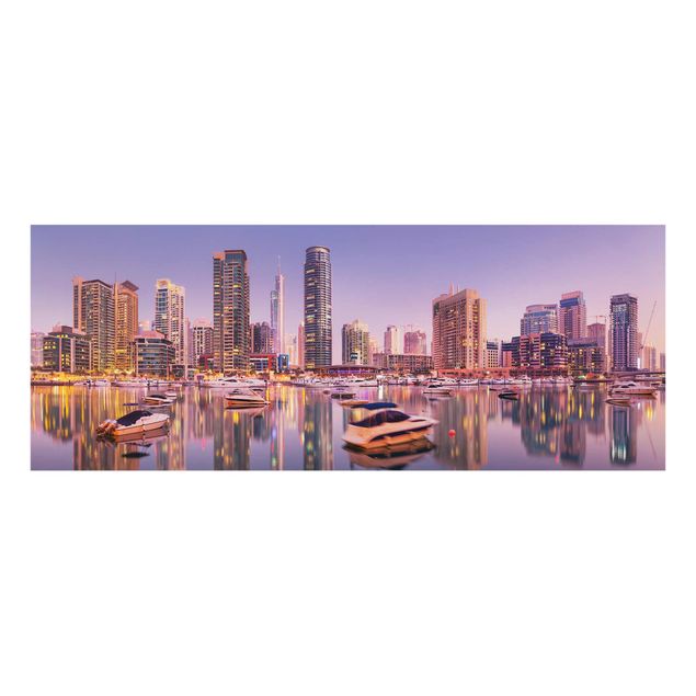 Glasschilderijen Dubai Skyline And Marina