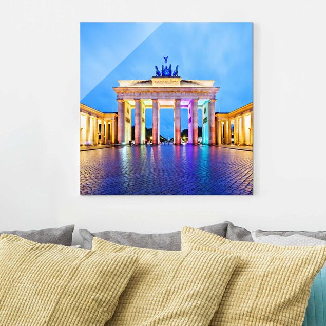 Magnettafel Glas Illuminated Brandenburg Gate