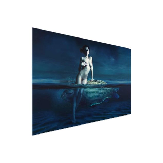 Glasschilderijen Nude With Fish