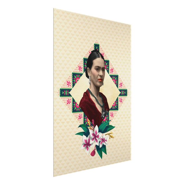 Glasschilderijen Frida Kahlo - Flowers And Geometry