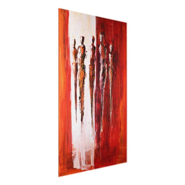 Glasschilderijen Petra Schüßler - Five Figures In Red 01