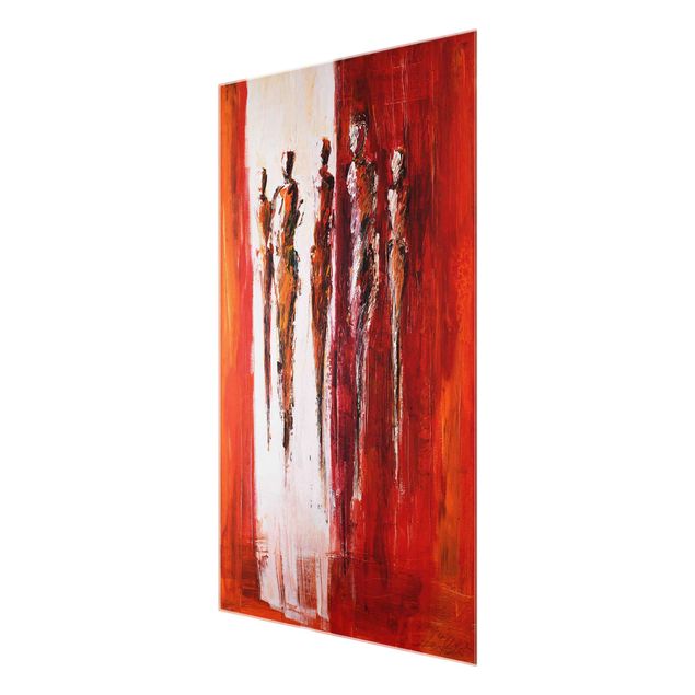 Glasschilderijen Petra Schüßler - Five Figures In Red 01