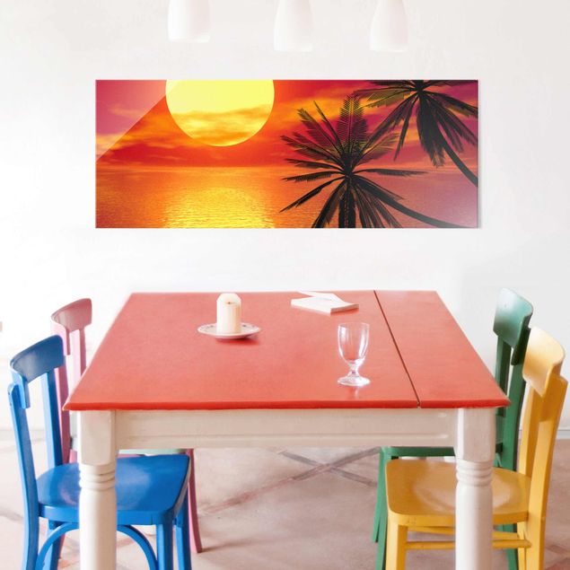 Glasschilderijen Caribbean sunset