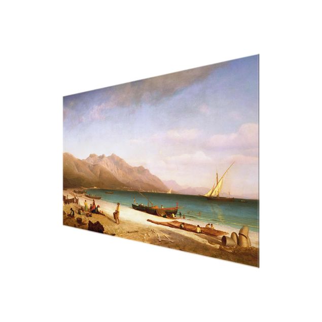 Glasschilderijen Albert Bierstadt - Bay of Salerno