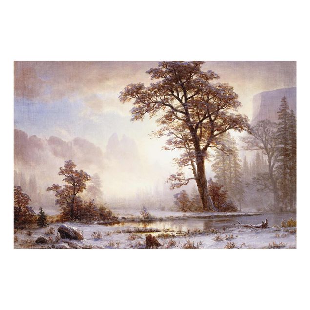 Glasschilderijen Albert Bierstadt - Valley of the Yosemite, Snow Fall