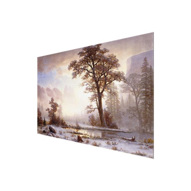 Glasschilderijen Albert Bierstadt - Valley of the Yosemite, Snow Fall
