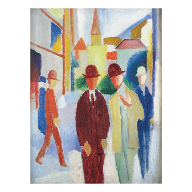 Glasschilderijen August Macke - Bright Street with People