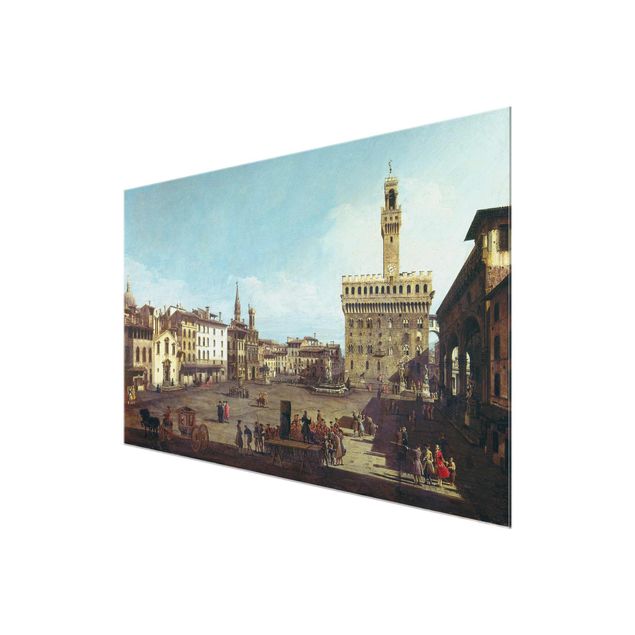 Glasschilderijen Bernardo Bellotto - The Piazza della Signoria in Florence