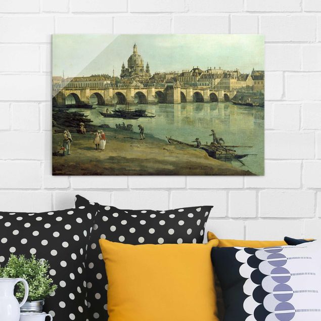 Magnettafel Glas Bernardo Bellotto - View of Dresden from the Right Bank of the Elbe with Augustus Bridge