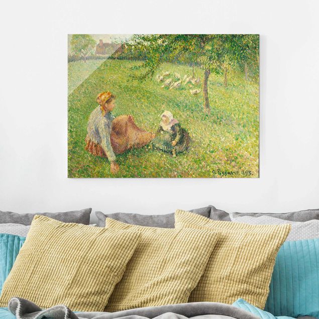 Glasschilderijen Camille Pissarro - The Geese Pasture
