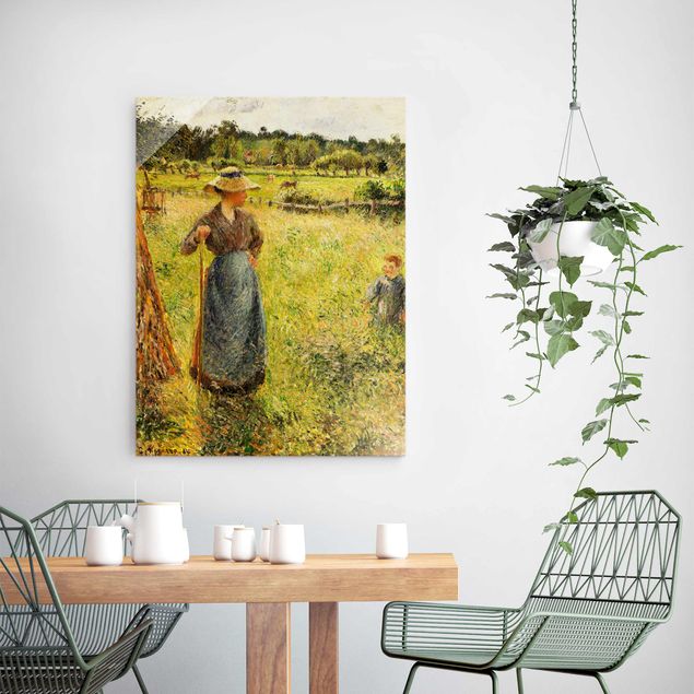 Glasschilderijen Camille Pissarro - The Haymaker