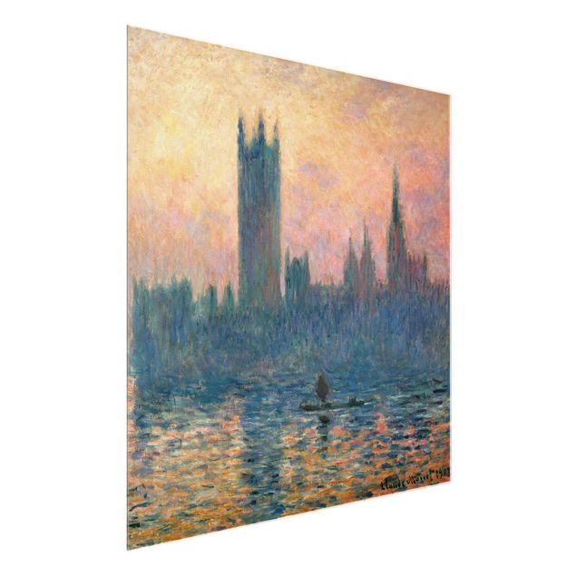 Glasschilderijen Claude Monet - London Sunset