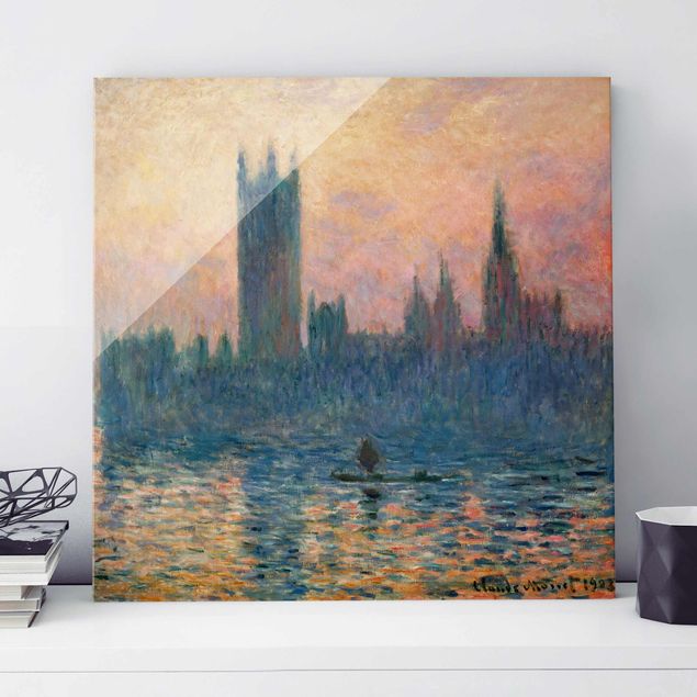 Glas Magnettafel Claude Monet - London Sunset