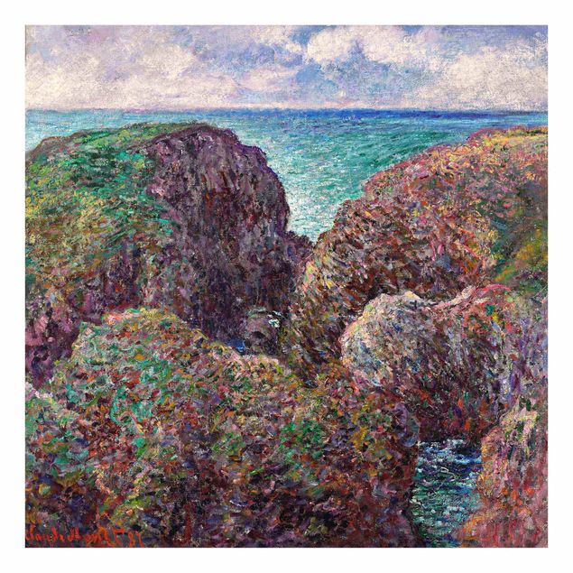 Glasschilderijen Claude Monet - Group of Rocks at Port-Goulphar