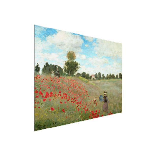 Glasschilderijen Claude Monet - Poppy Field Near Argenteuil