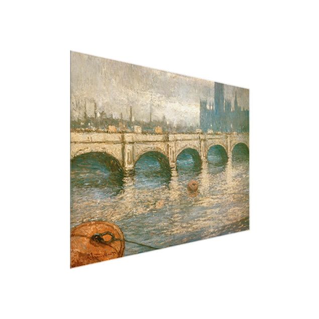 Glasschilderijen Claude Monet - Thames Bridge And Parliament Building In London