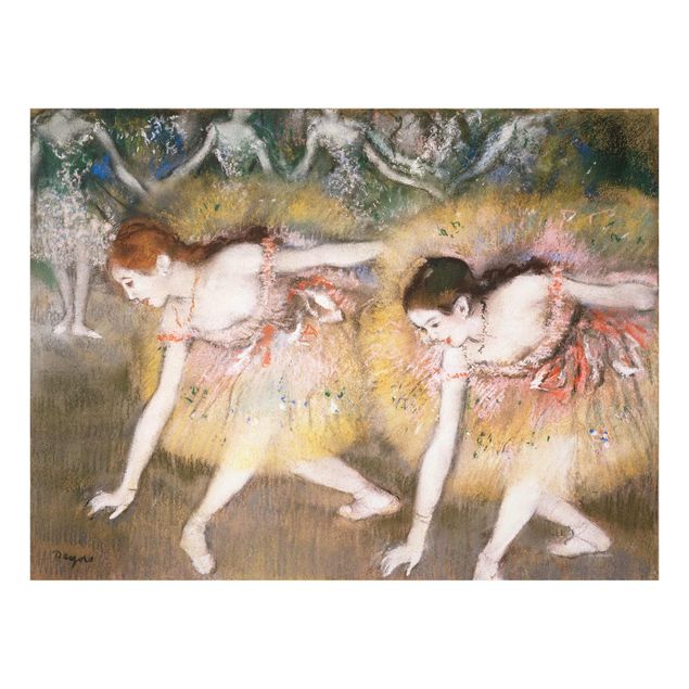 Glasschilderijen Edgar Degas - Dancers Bending Down