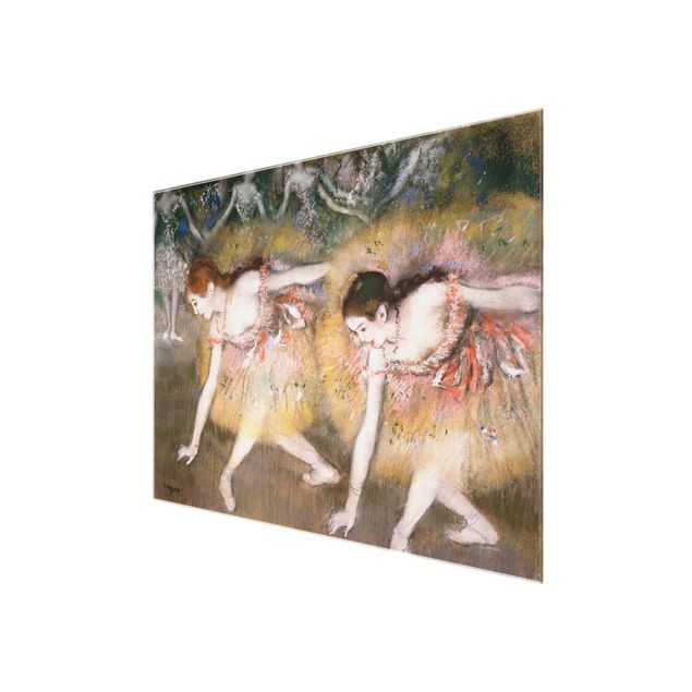 Glasschilderijen Edgar Degas - Dancers Bending Down
