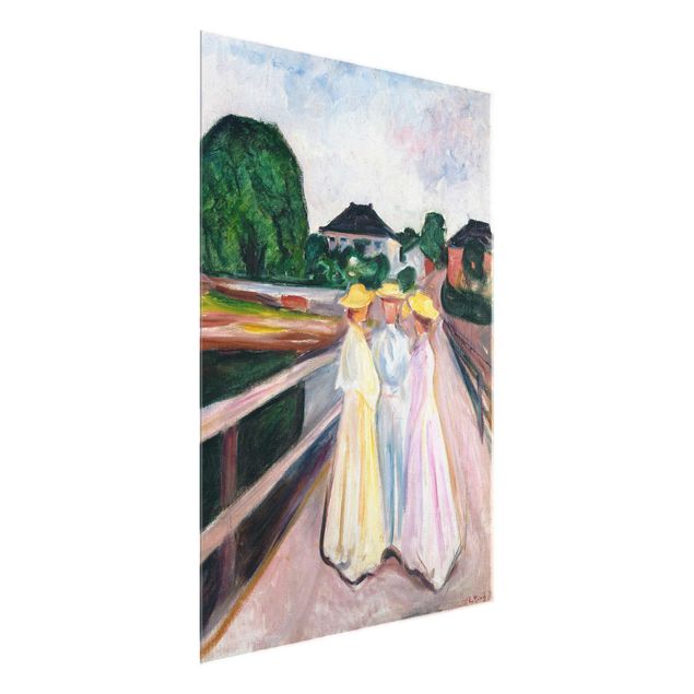 Glasschilderijen Edvard Munch - Three Girls on the Bridge