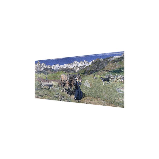 Glasschilderijen Giovanni Segantini - Spring In The Alps