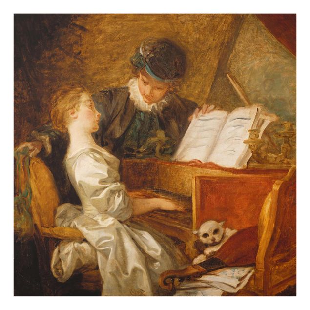 Glasschilderijen Jean Honoré Fragonard - The Piano Lesson