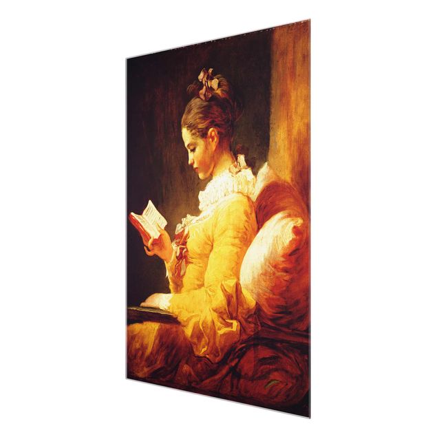 Glasschilderijen Jean Honoré Fragonard - Young Girl Reading