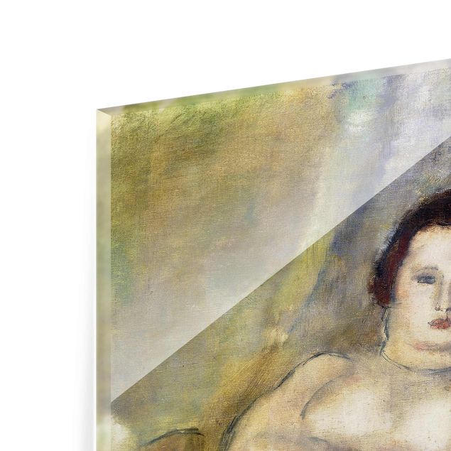 Glasschilderijen Jules Pascin - Lying young Woman