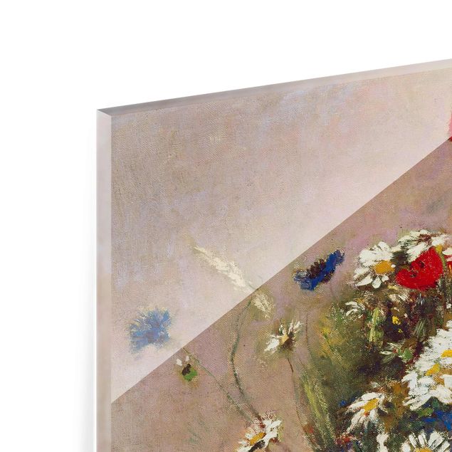 Glasschilderijen Odilon Redon - Flower Vase with Poppies