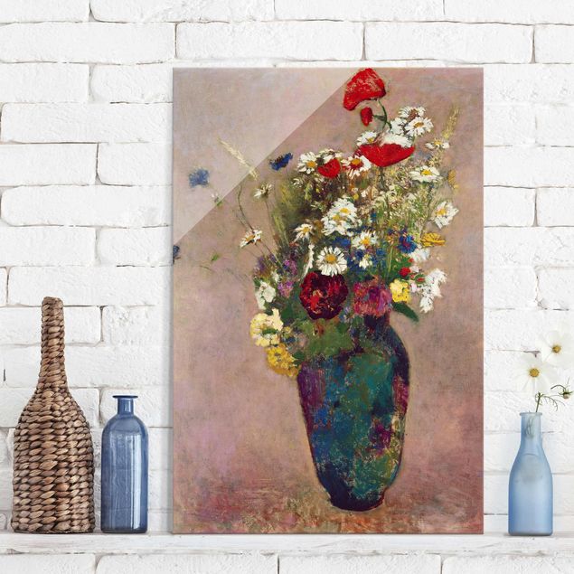 Glas Magnettafel Odilon Redon - Flower Vase with Poppies