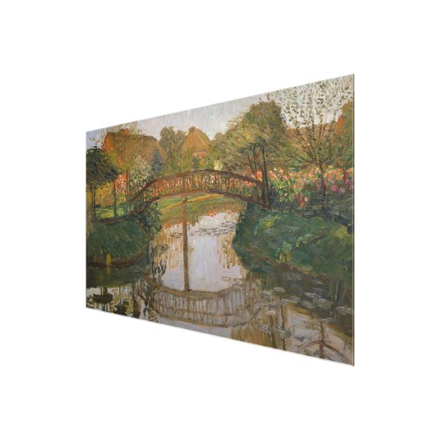 Glasschilderijen Otto Modersohn - Farm Garden with Bridge