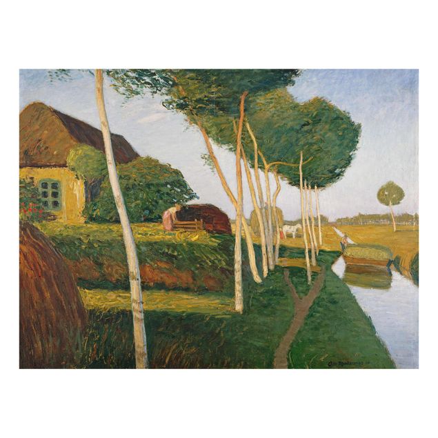 Glasschilderijen Otto Modersohn - Hay Harvest In The Moor