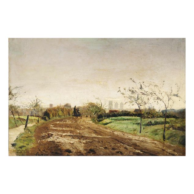 Glasschilderijen Otto Modersohn - Morning Landscape with Carriage near Münster