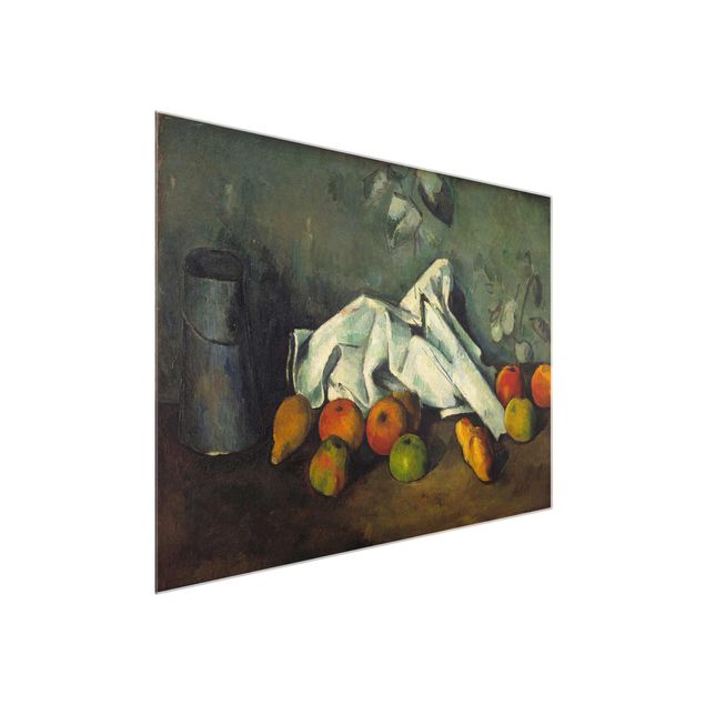 Glasschilderijen Paul Cézanne - Still Life With Milk Can And Apples