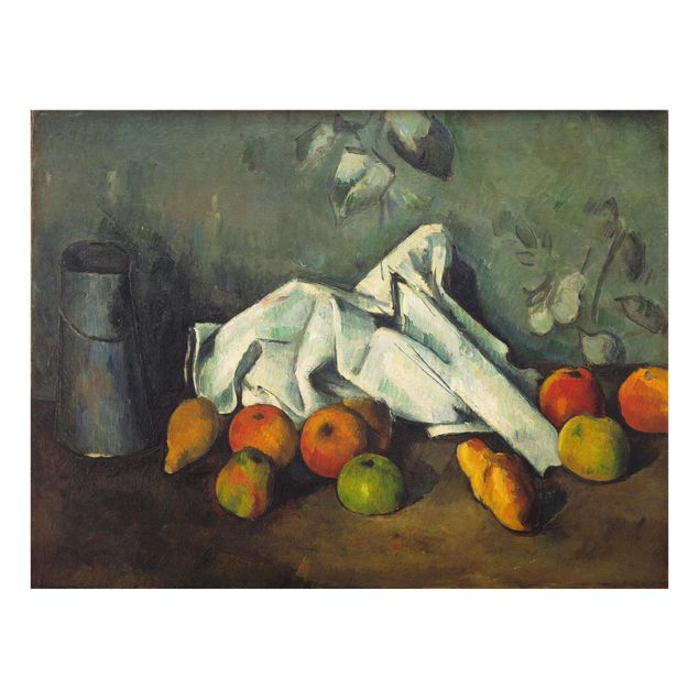 Glasschilderijen Paul Cézanne - Still Life With Milk Can And Apples
