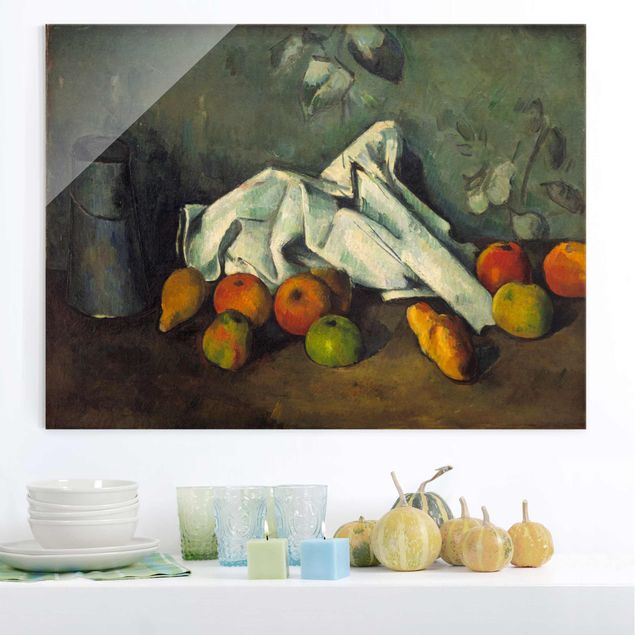 Glas Magnetboard Paul Cézanne - Still Life With Milk Can And Apples