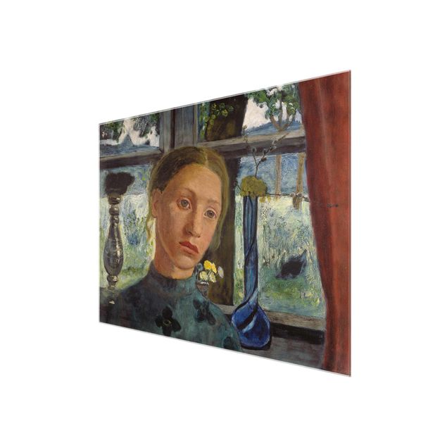 Glasschilderijen Paula Modersohn-Becker - Girl'S Head In Front Of A Window