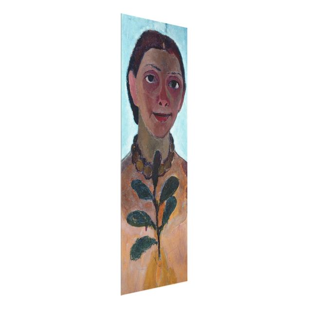 Glasschilderijen Paula Modersohn-Becker - Self-Portrait With Camellia Twig