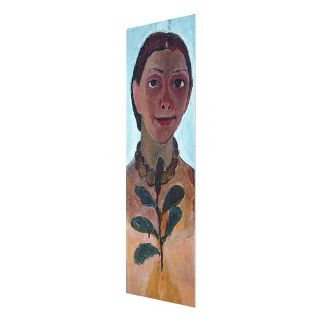 Glasschilderijen Paula Modersohn-Becker - Self Portrait with Amber Necklace