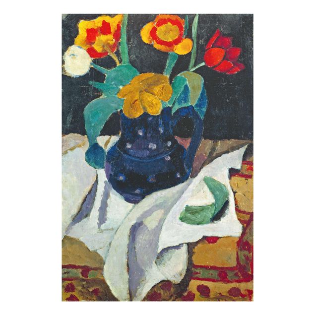 Glasschilderijen Paula Modersohn-Becker - Still Life with Tulips