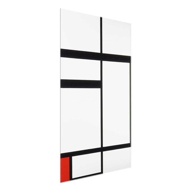 Glasschilderijen Piet Mondrian - Composition with Red, Black and White