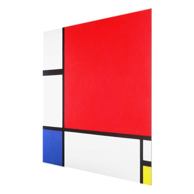 Glasschilderijen Piet Mondrian - Composition With Red Blue Yellow
