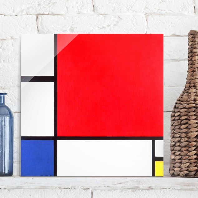 Glas Magnetboard Piet Mondrian - Composition With Red Blue Yellow