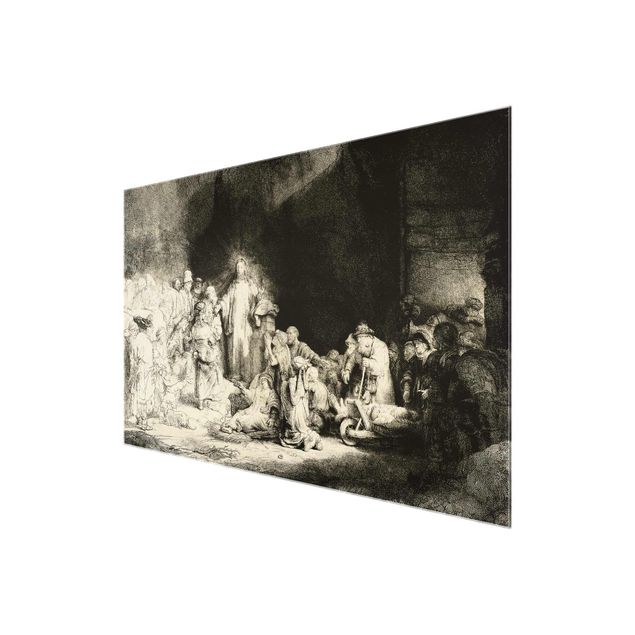 Glasschilderijen Rembrandt van Rijn - Christ healing the Sick. The Hundred Guilder