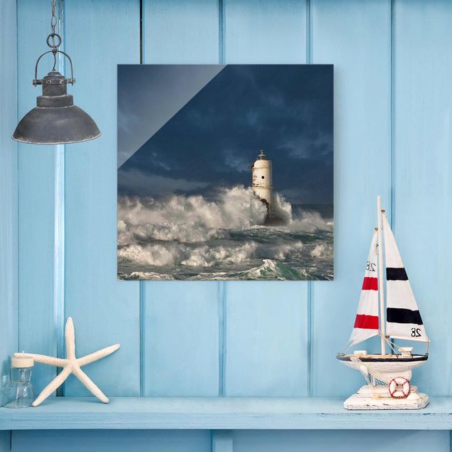 Glasschilderijen Lighthouse On Sardinia