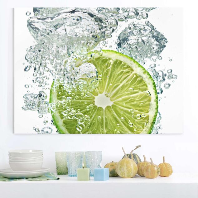 Glasschilderijen Lime Bubbles